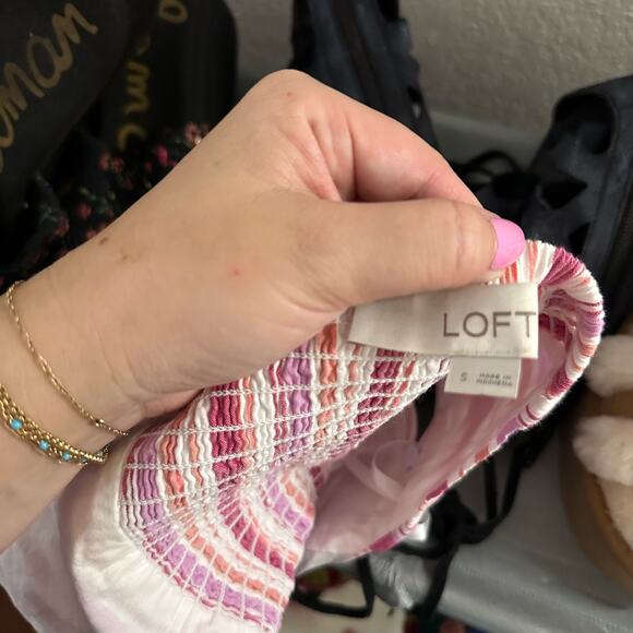 Loft Stripe Convertible Halter Tank Top Stripe Pink Size Small - Picture 2 of 7